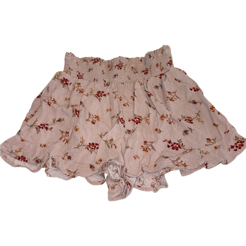 American Eagle shorts fitted waist pull on ruffles @bottom floral print Sz Small